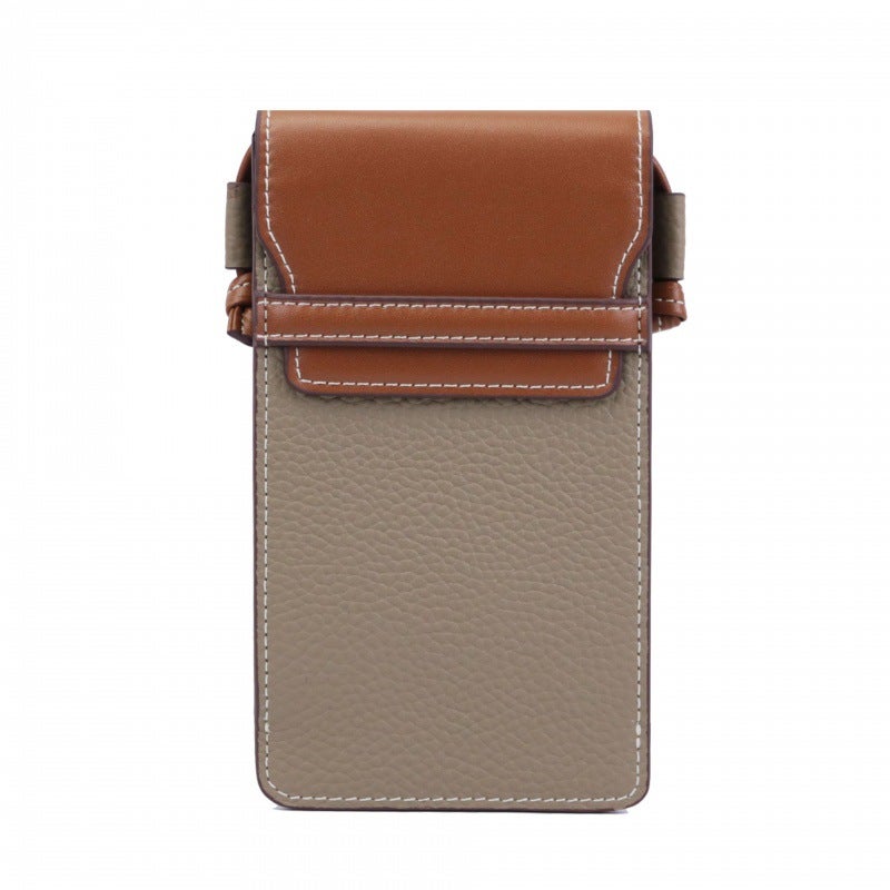 First-Layer Cowhide Shoulder Crossbody Mobile Phone Bag Fashionable And Simple Genuine Leather Multifunctional Mobile Phone Wallet - Image 1